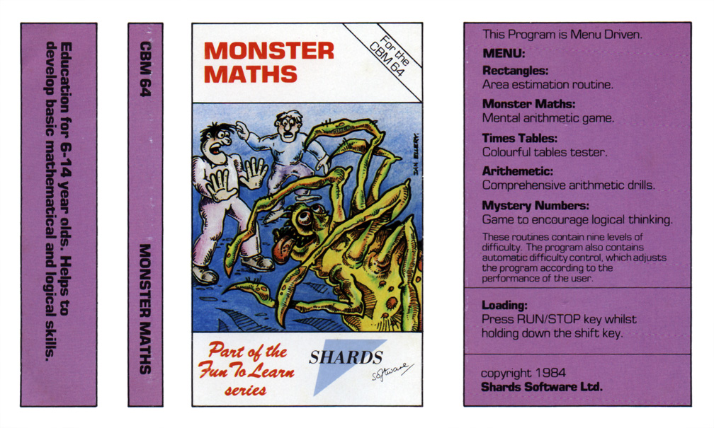 Monster Maths inlay for the C64