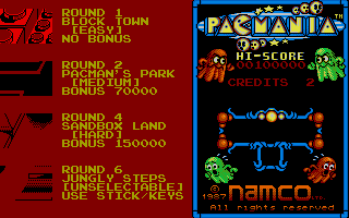 Pac-Mania Atari ST level select screen